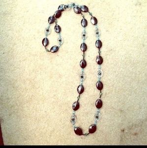 Blue and black long necklace